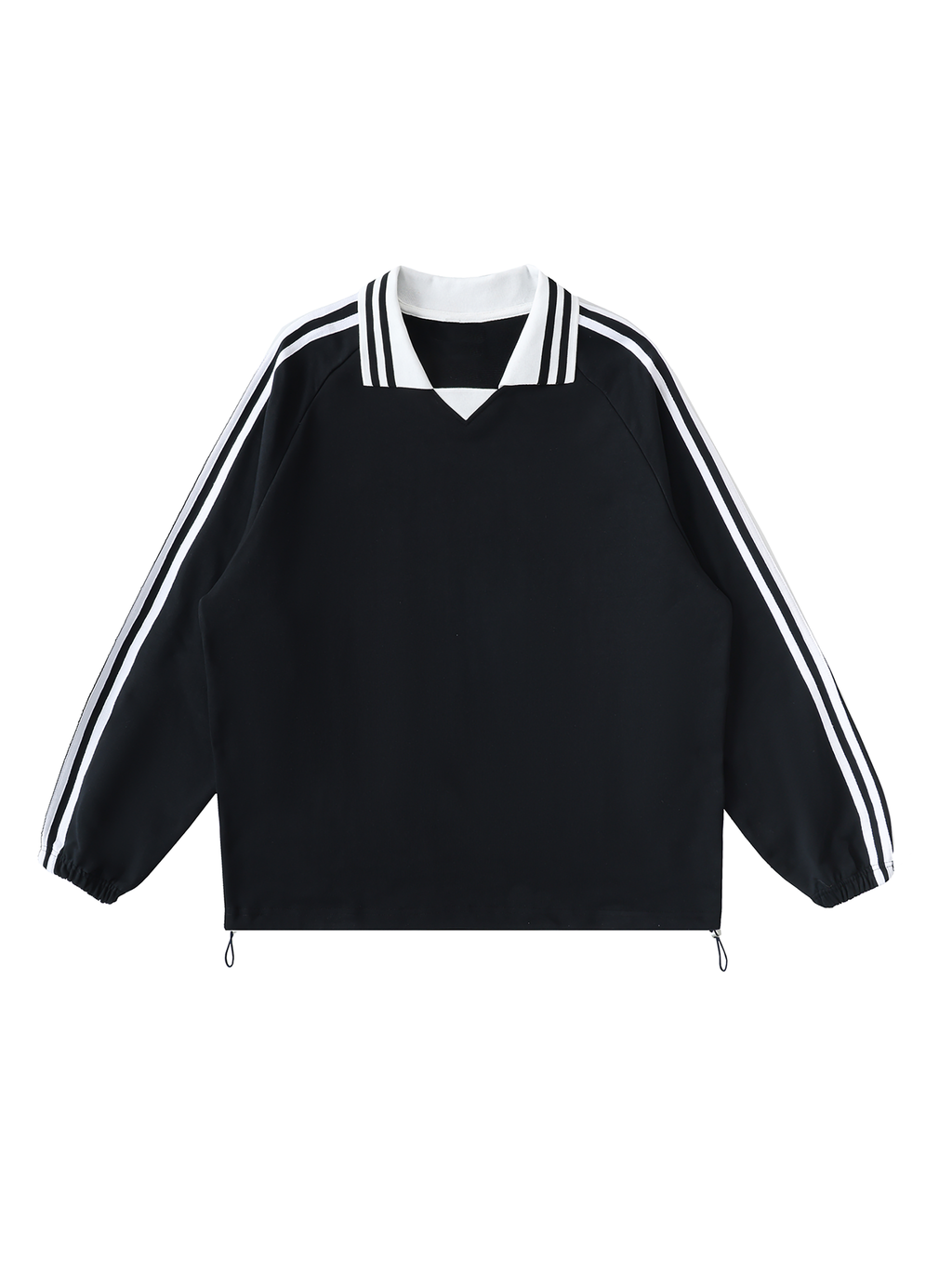 'ALL I SEE IS 🚩' STRIPED LAPEL COLLAR SWEATSHIRT (masc sizing)